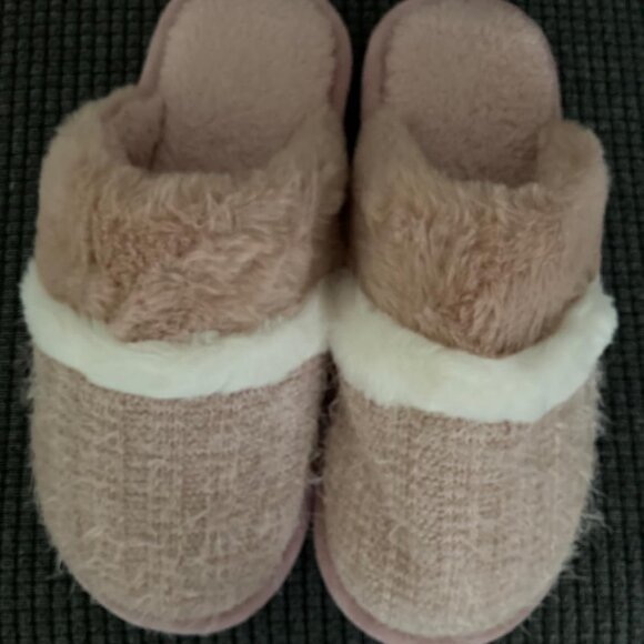 Women's Pink Two-Tone Cozy Comfy Memory Foam Slippers Slip-On Indoor House Shoes - Picture 1 of 8